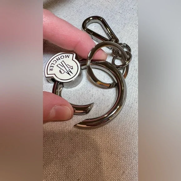 New. Moncler Silver and Cream Keychain Stocking Stuffer Christmas - Picture 5 of 6